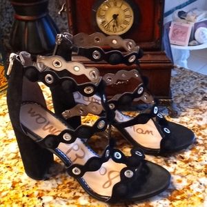 🎄♥️ Sam Edelman 7.5 leather heeled sandal black